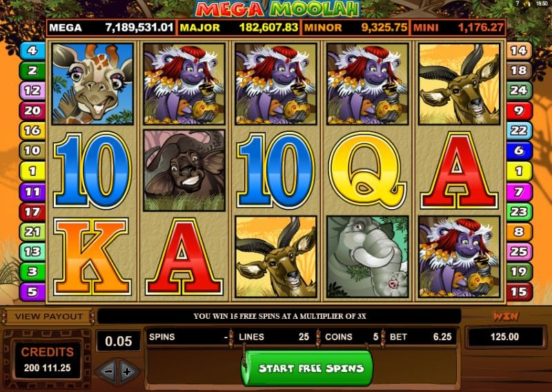 Mega Moolah : the progressive jackpot starts at £1.000.000