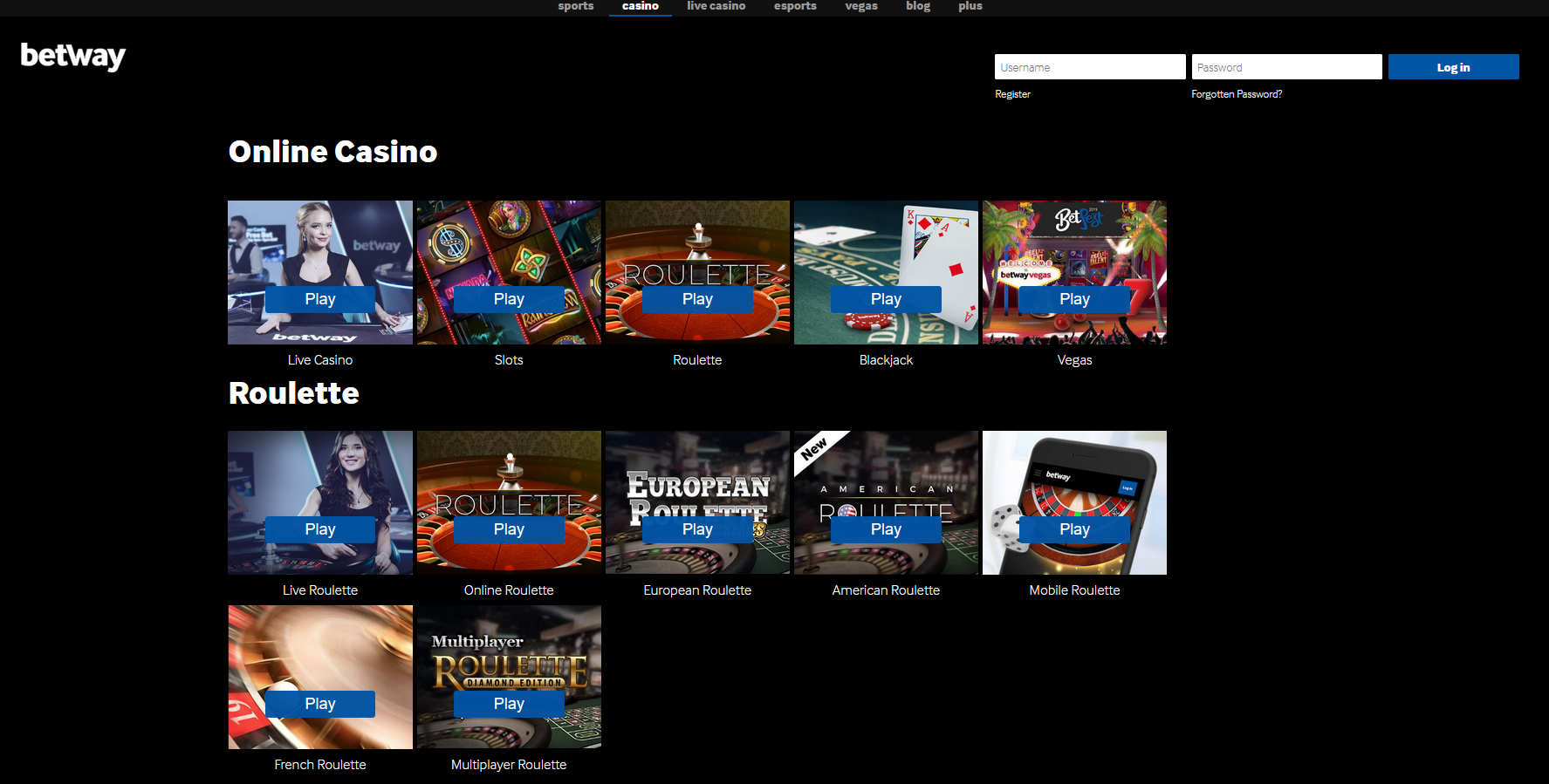 betway online casino